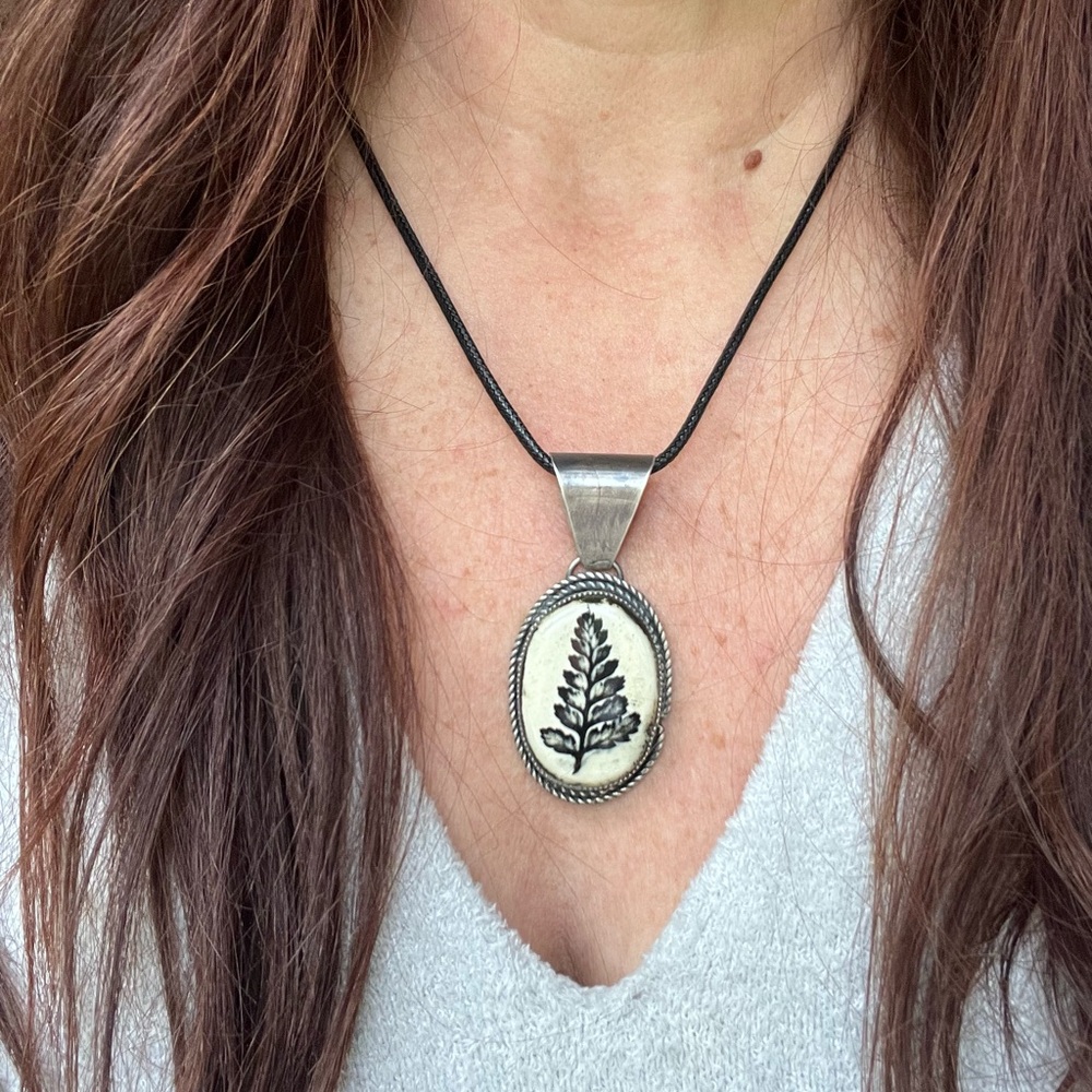 Artisan Ceramic Feather Pendant